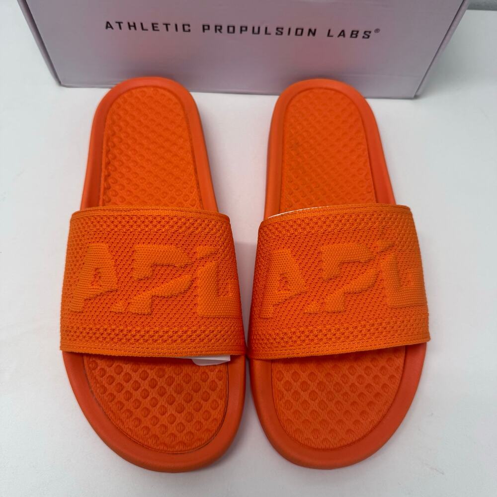 NEW APL Big Logo TechLoom Slide Sandals Orange sz 10 Mens Comfort Casual Summer